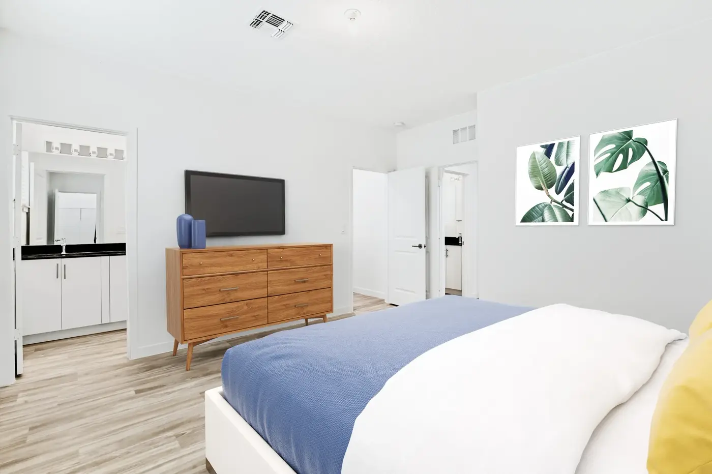 Bedroom with large windows